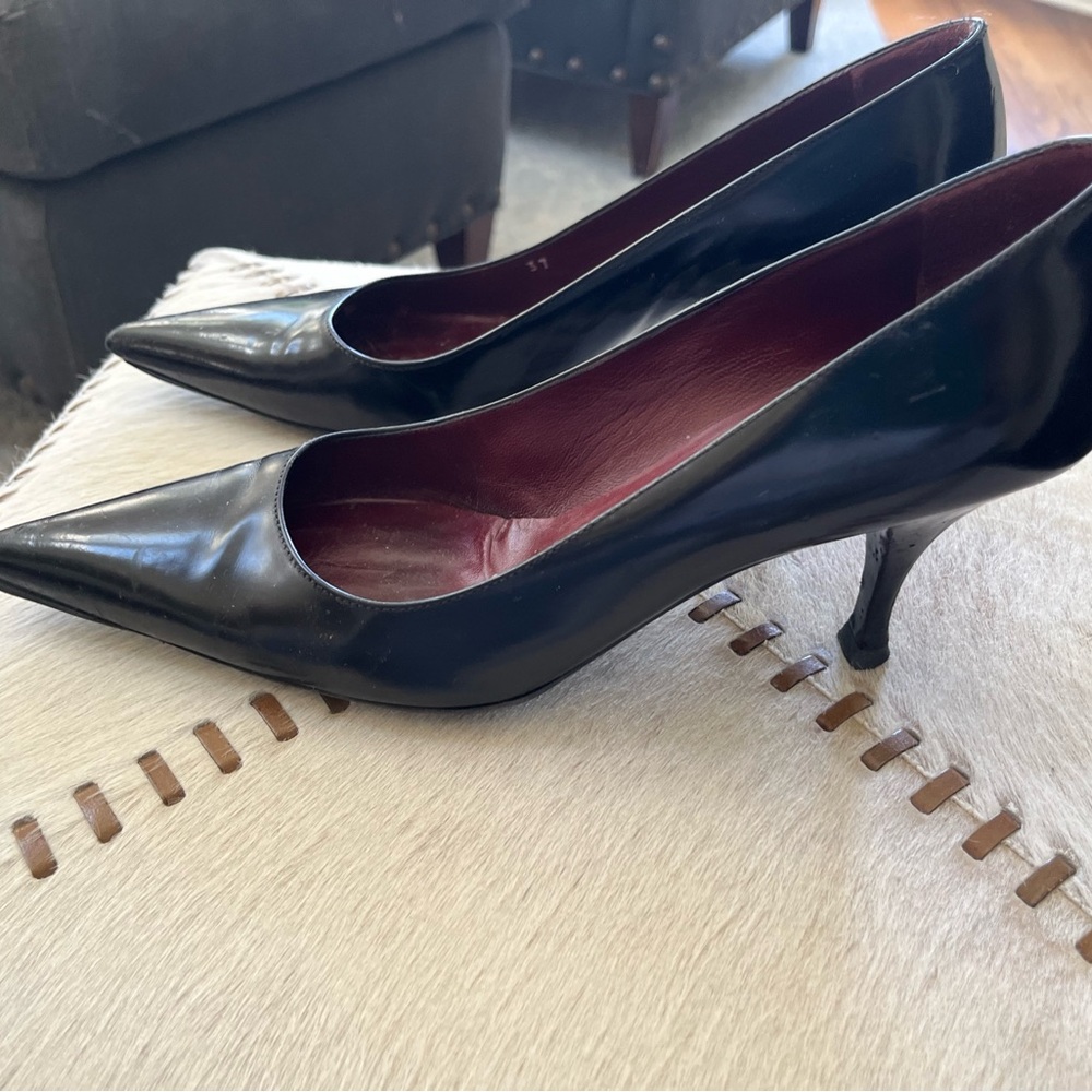 Sophisticated Black Kitten Heel Pumps by Prada